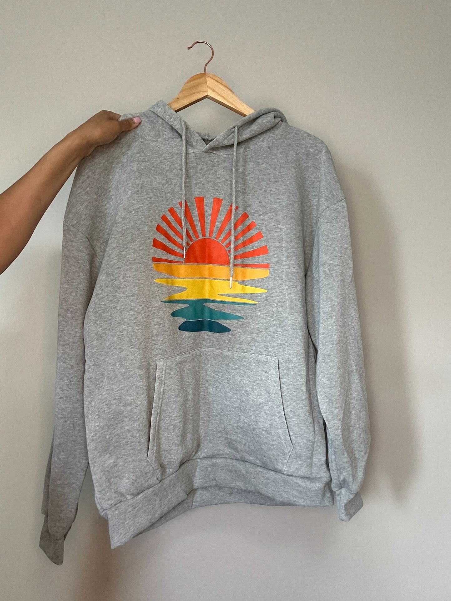 Grey Sun and Sea Hoodie